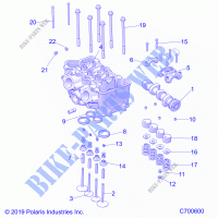 ENGINE, CYLINDER HEAD AND VÃLVULAS   R21TAU99AP/AG/BP/BG (C700600) para Polaris RANGER 1000 FULL SIZE WINTER 2021